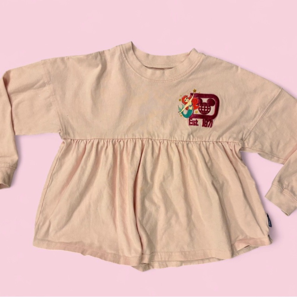 Walt Disney World Park Ariel Princess Pink Glitter Spirit Jersey Girls Size S